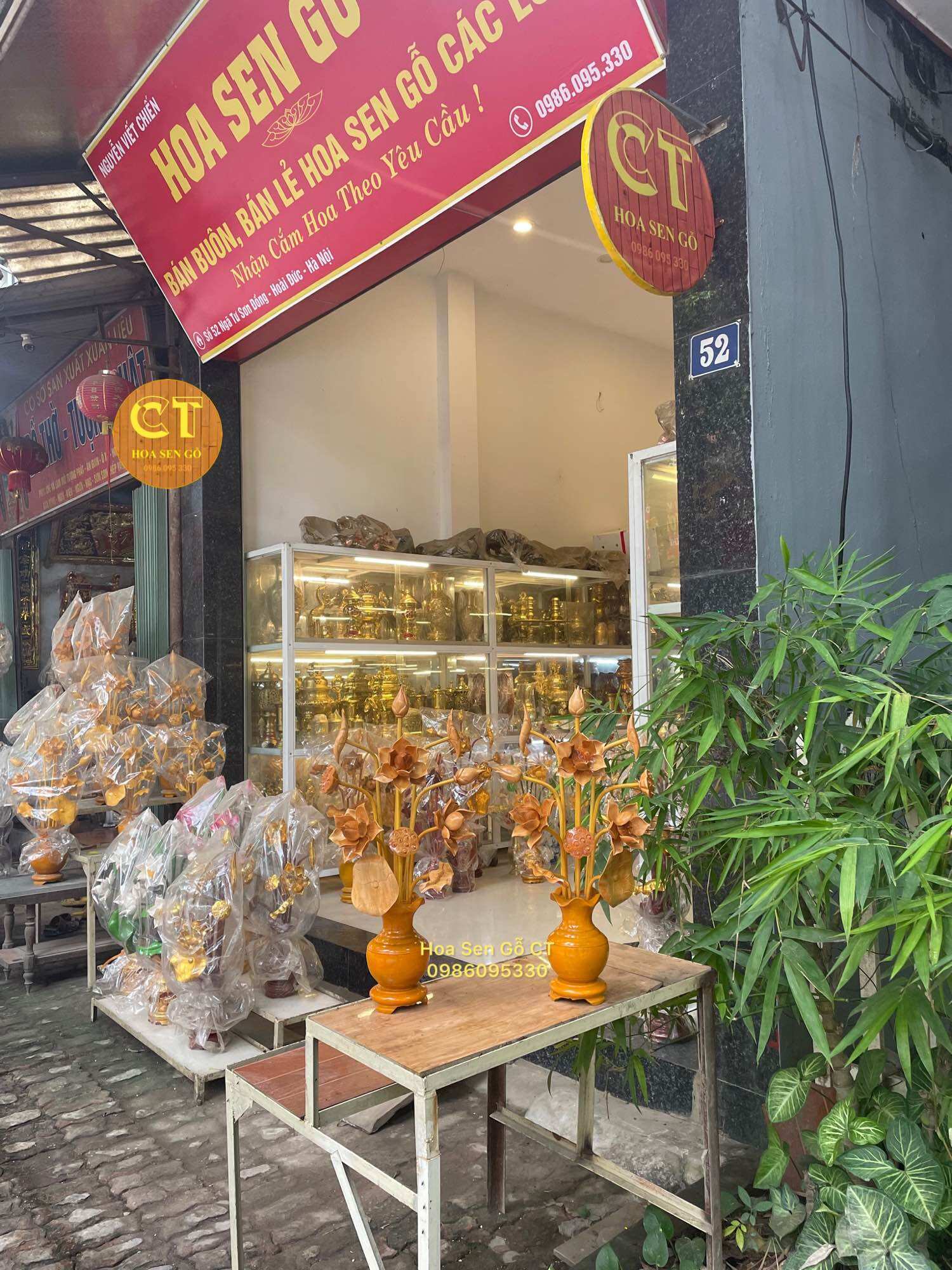 Hoa Sen Gỗ Pơ Mu Cao 65cm - 1 Bình