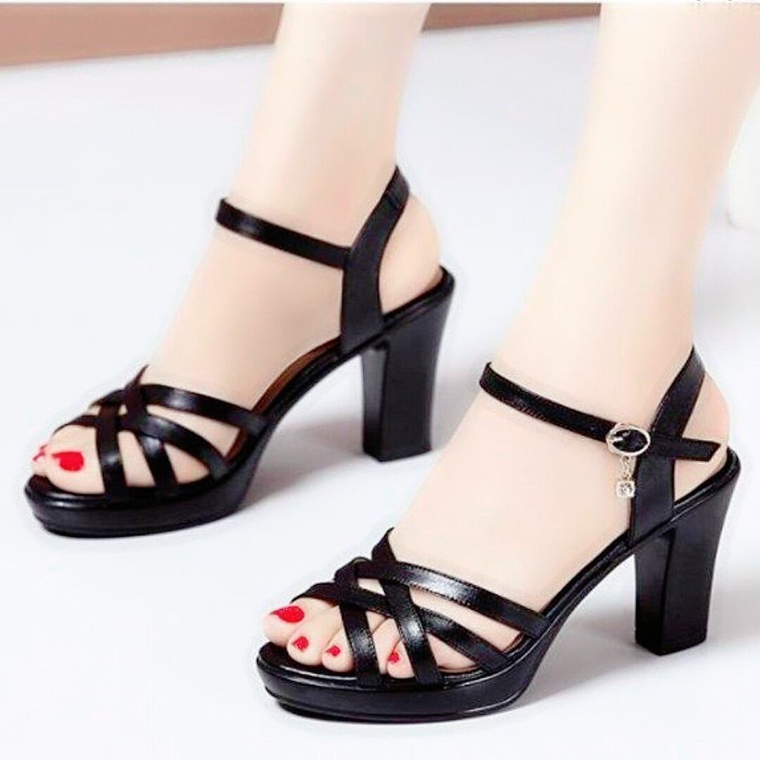 Giày sandan gót vuông quai đan  GPSHOP ms03