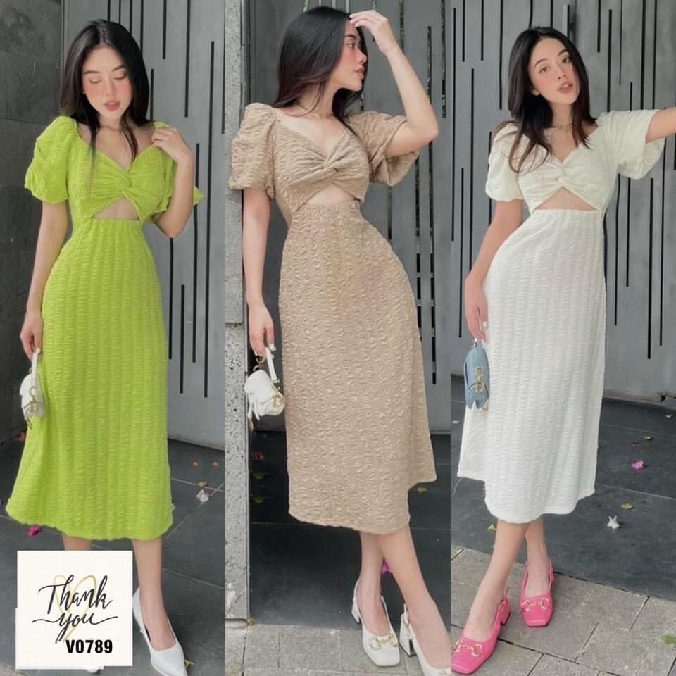 Đầm nữ tay phồng xốp cut out bigsize
