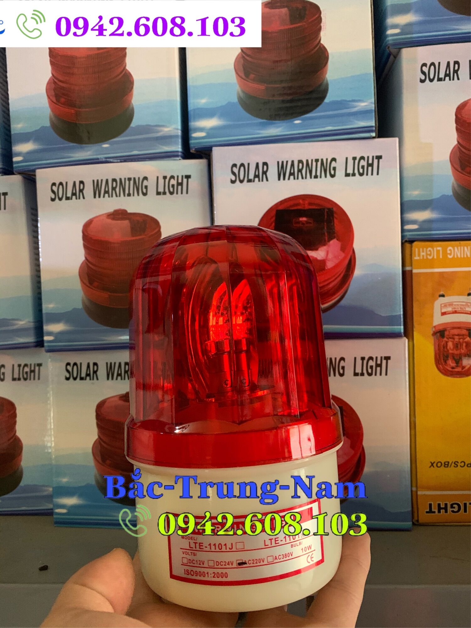 Đèn quay cảnh báo không còi màu đỏ 220v