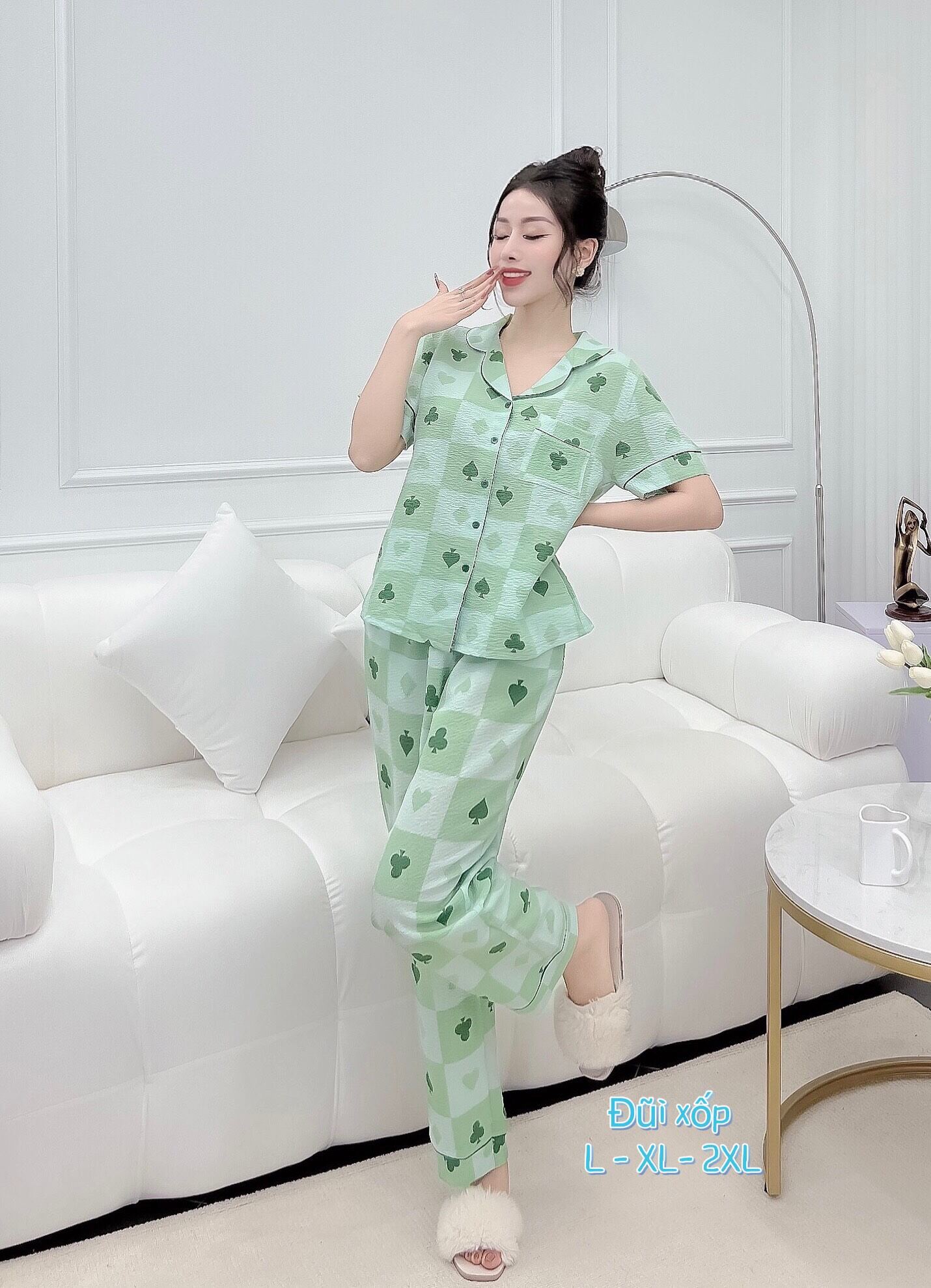 Đồ bộ pijama nữ mặc nhà đẹp chất đũi xốp mềm mát hàng có size