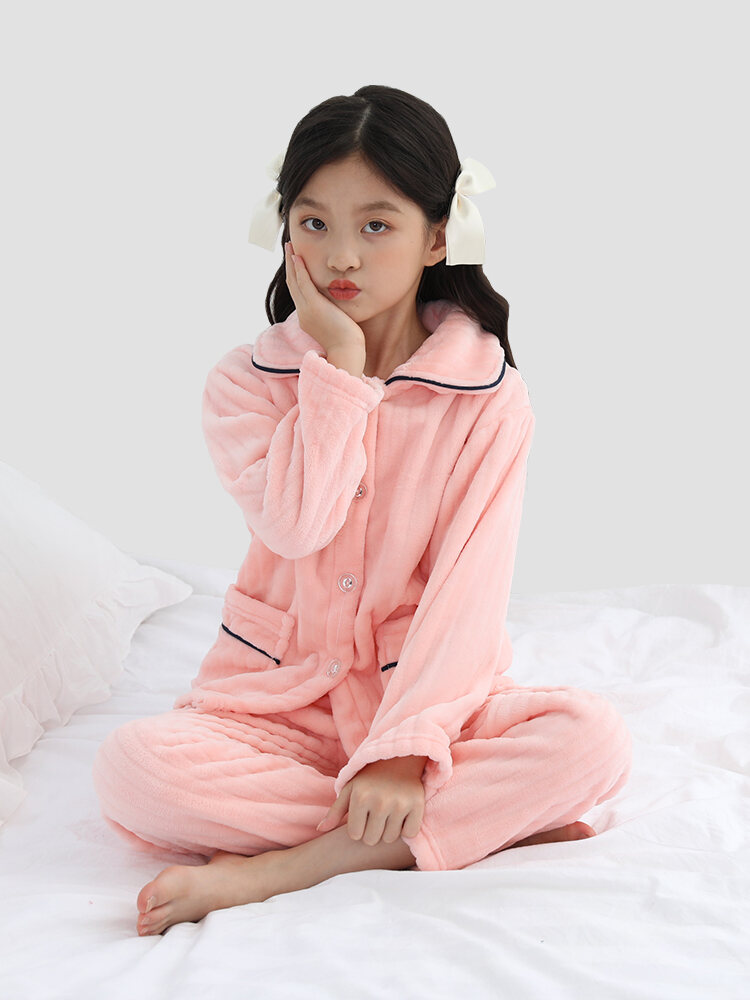 Đồ Ngủ Nhung Flannel Trẻ Em Mùa Thu Đông Đồ Mặc Ở Nhà Dày Dặn Giữ Ấm Nam Nữ Bộ Nhung San Hô Em Bé Lớn Nhỡ