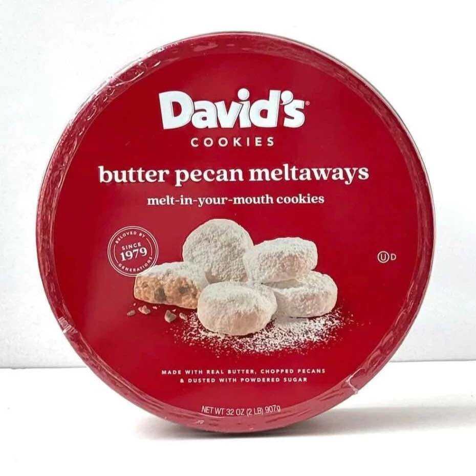 Bánh cookies bơ hạt hồ đào David’s Cookies Butter Pecan Meltaways của Mỹ hộp 907gr