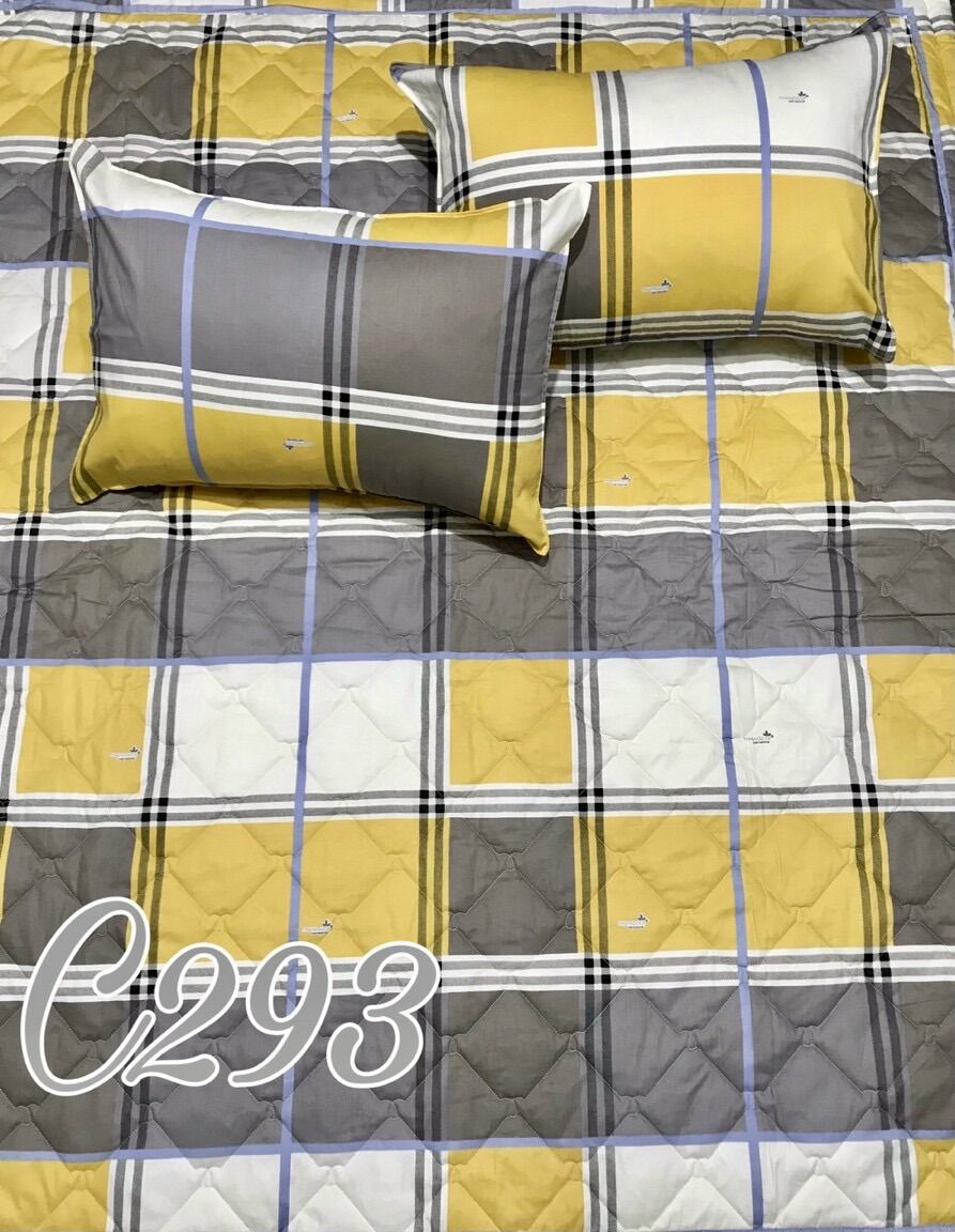 Bộ ga drap gối - chăn/ mền cotton thắng lợi - caro