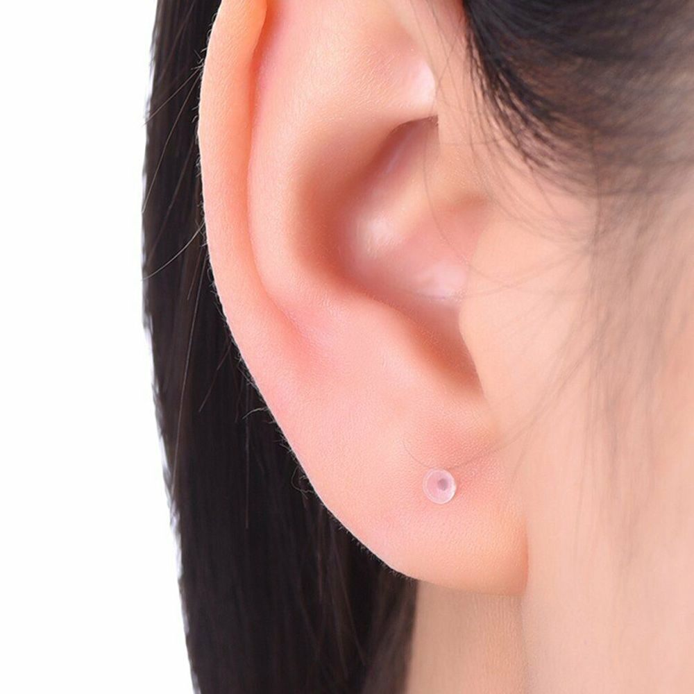 (1 Đôi) Khuyên Tai Trong Suốt Giữ Lỗ - Khuyên nhựa trong suốt + Chốt khuyên