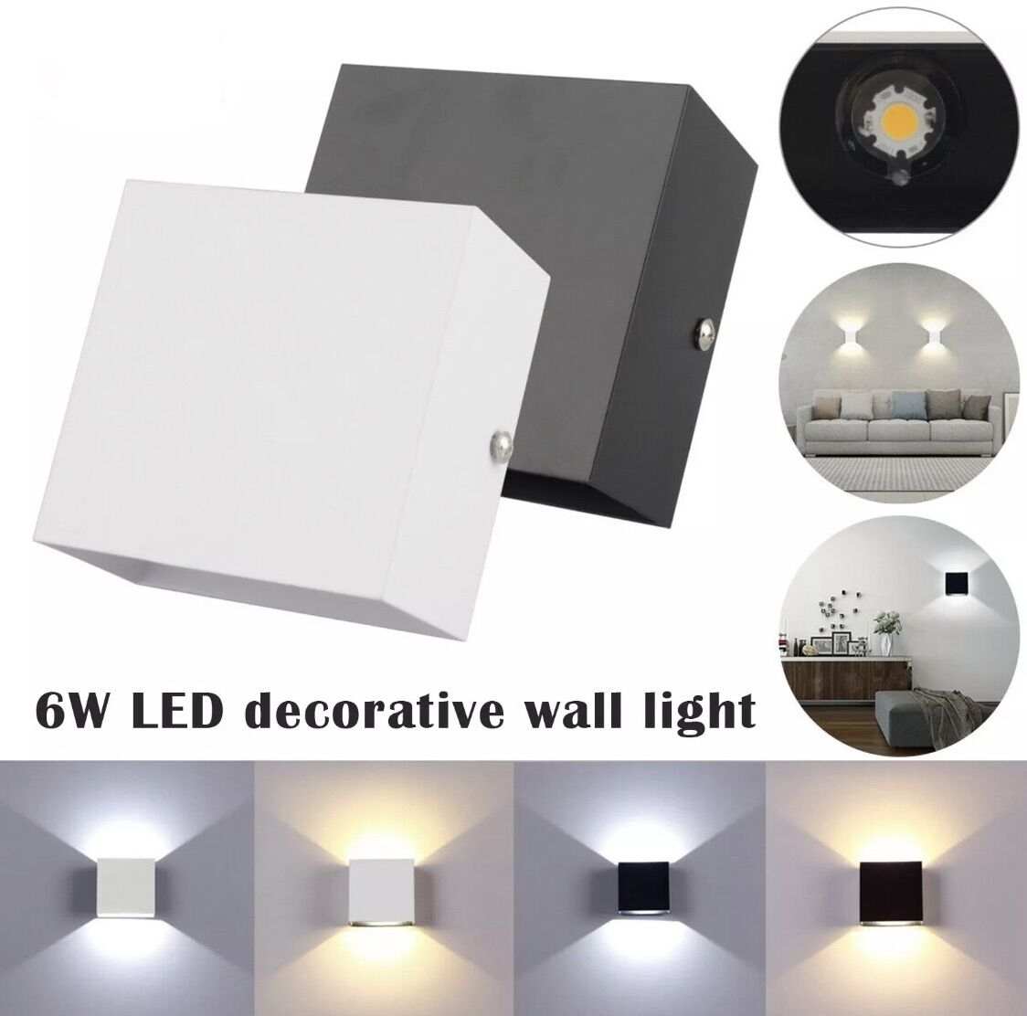 Đèn led ốp tường 2 đầu 6w ánh sáng vàng 3000k sử dụng điện áp 220v . vỏ đèn hợp kim nhôm.