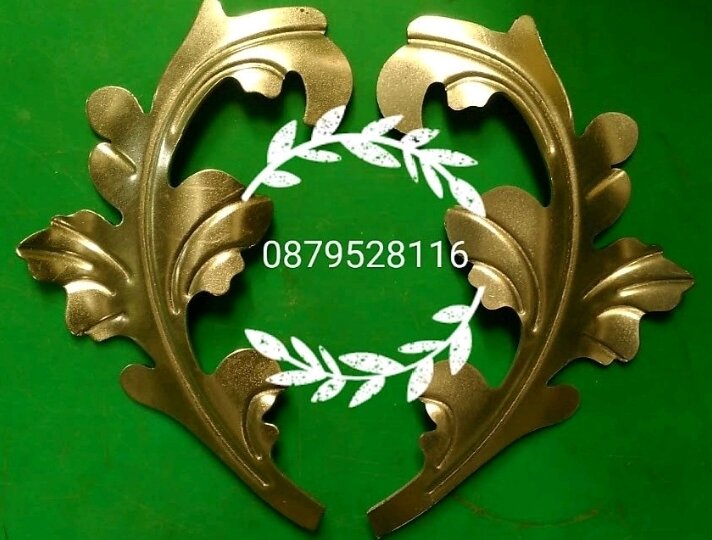 Hoa sắt mỹ thuật 1 cặp bông hoa lá trang trí