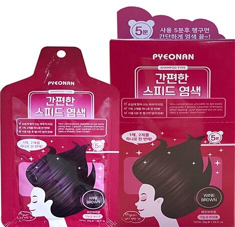 Hộp 5 Gói Thuốc Nhuộm Tóc Thảo Dược Dyeing Pyeonan Hàn Quốc - Màu Nâu Đỏ
