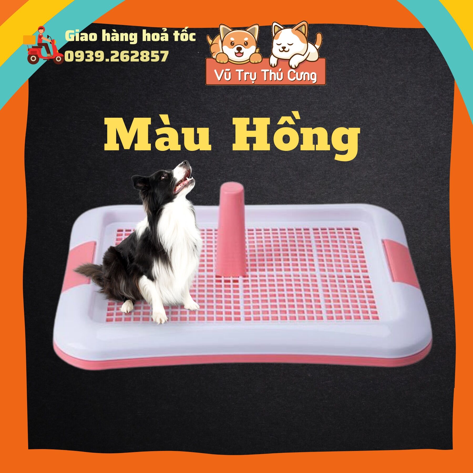 Khay vệ sinh cho chó có cọc tè, dễ dàng vệ sinh