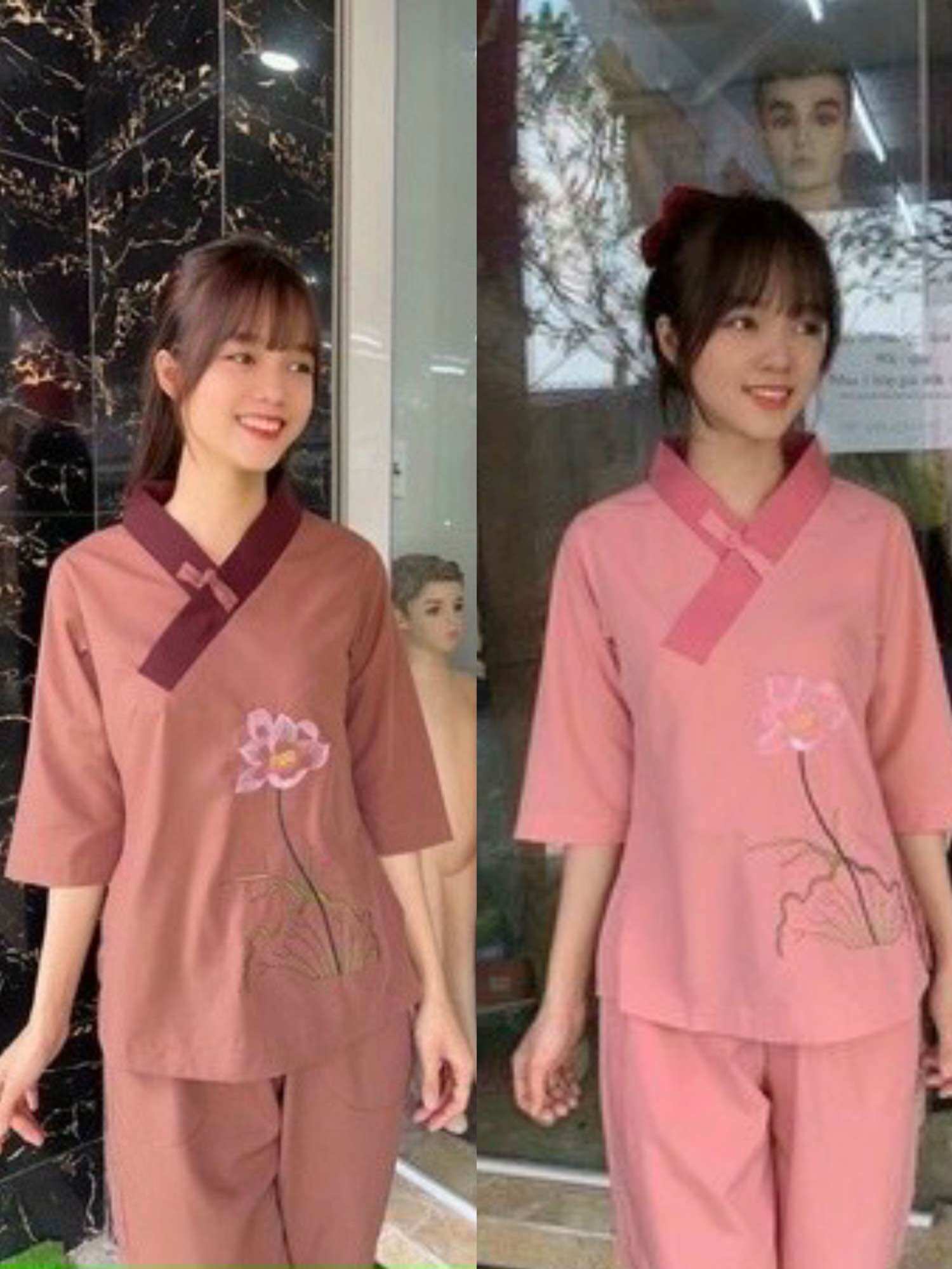 Đồ lam đi chùa _ mẫu một nút kate
