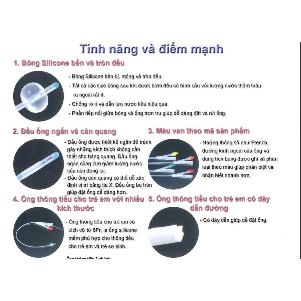 Dây thông tiểu 2 nhánh Cliny Silicone Foley dùng 1 tháng