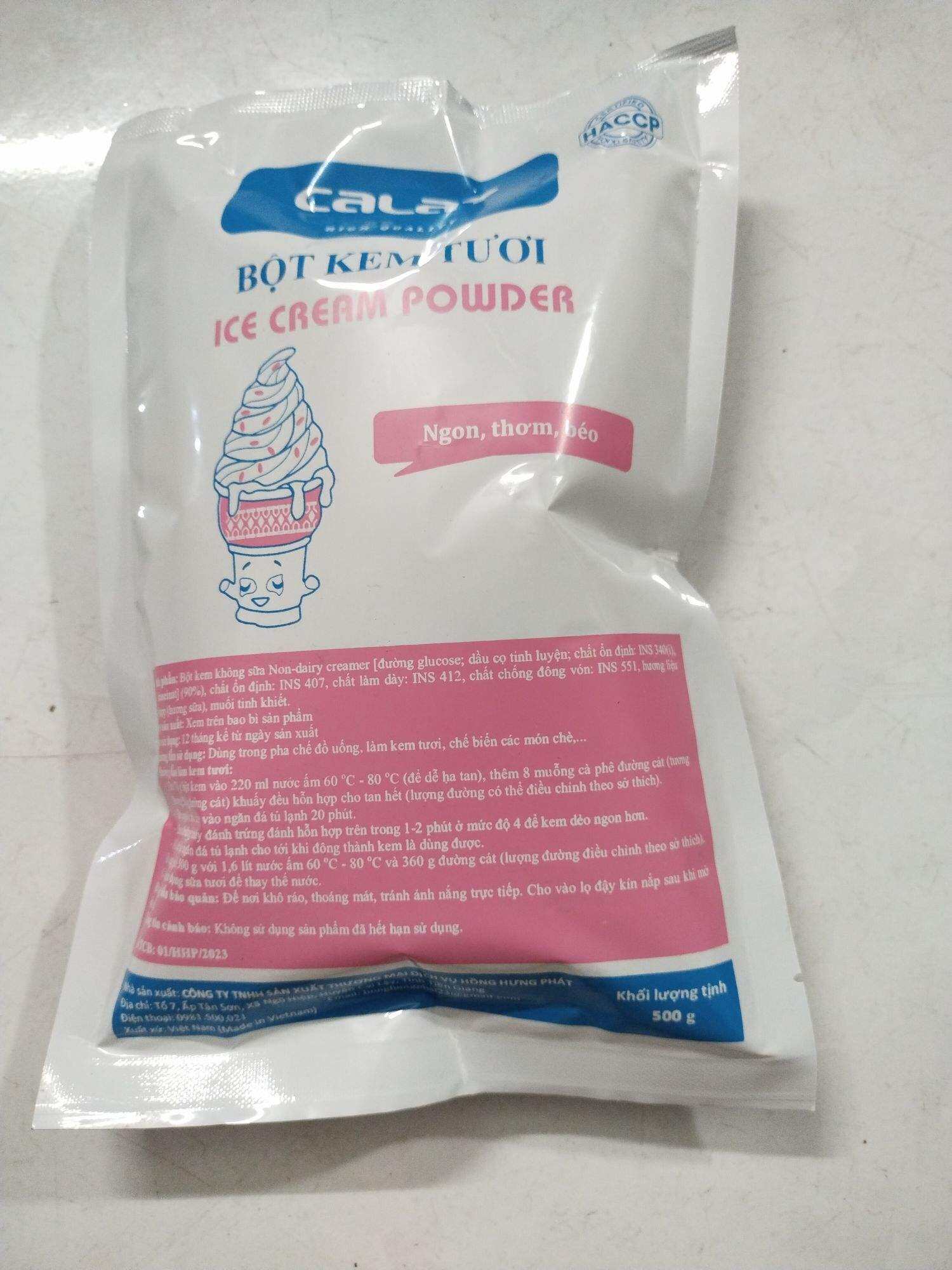 Bột làm kem dâu 500g - kem tươi, kem viên, whipping, topping vị dâu