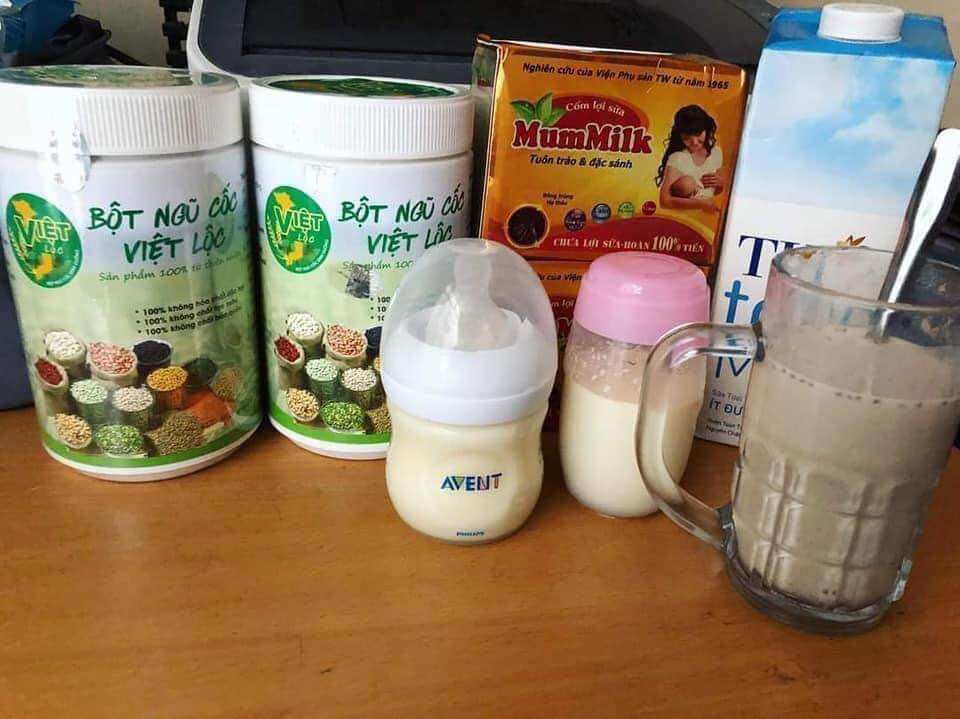 Combo lợi sữa Ngũ cốc Việt Lộc & cốm Mummilk cho mẹ sau sinh ít sữa,mất sữa