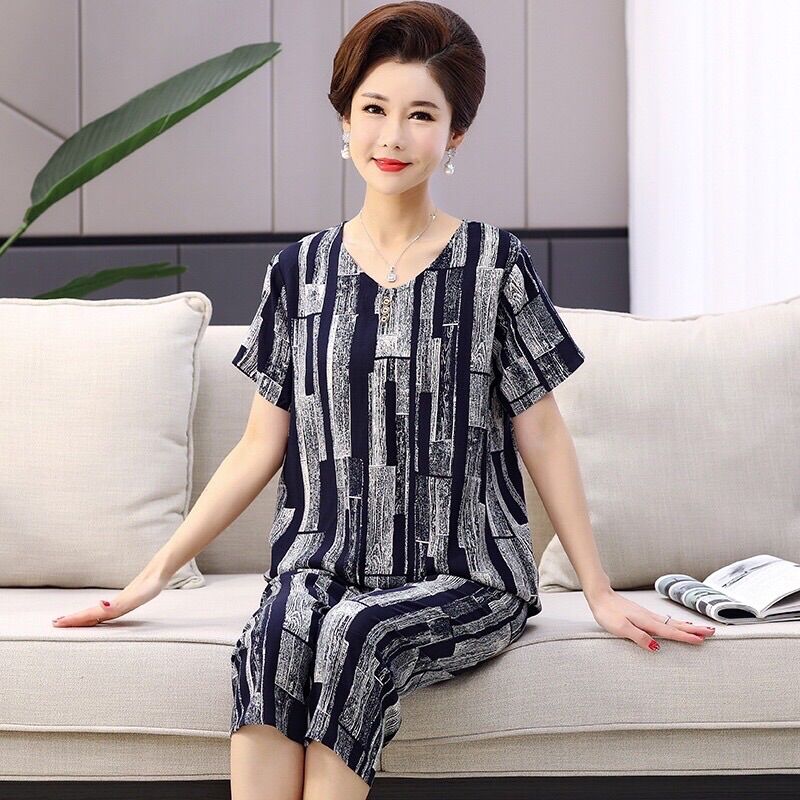 Bộ mặc nhà cho mẹ, bộ đồ trung niên, bộ lửng trung tuổi mùa hè big size
