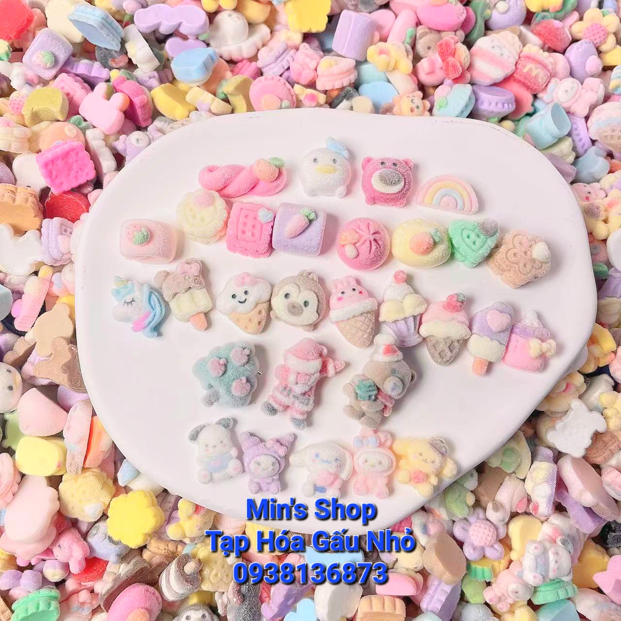 Set 100 charm nhung/charm lông siêu đẹp, độc, lạ
