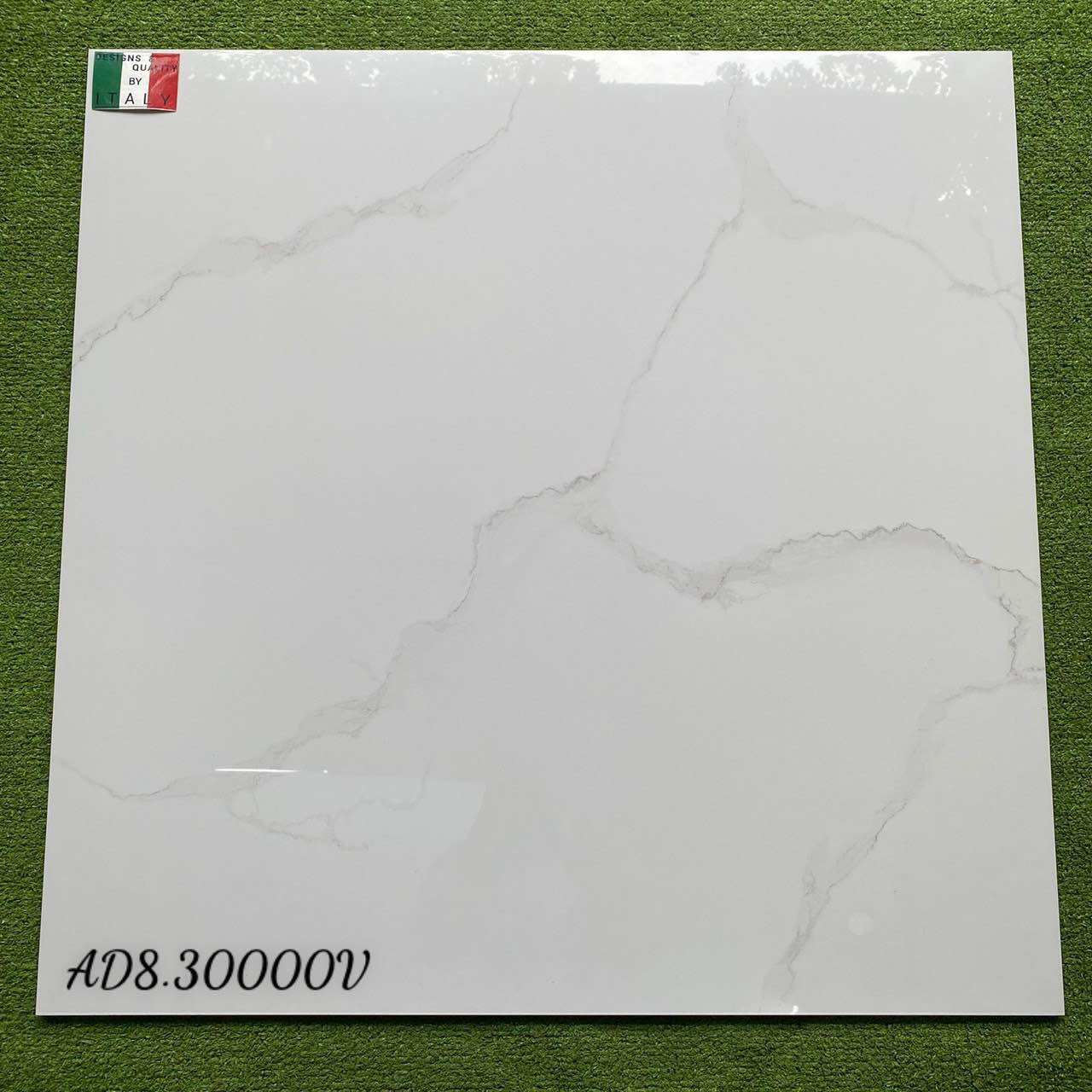 Gạch lát nền 80x80 đá bóng kiếng vào cấp màu trắng