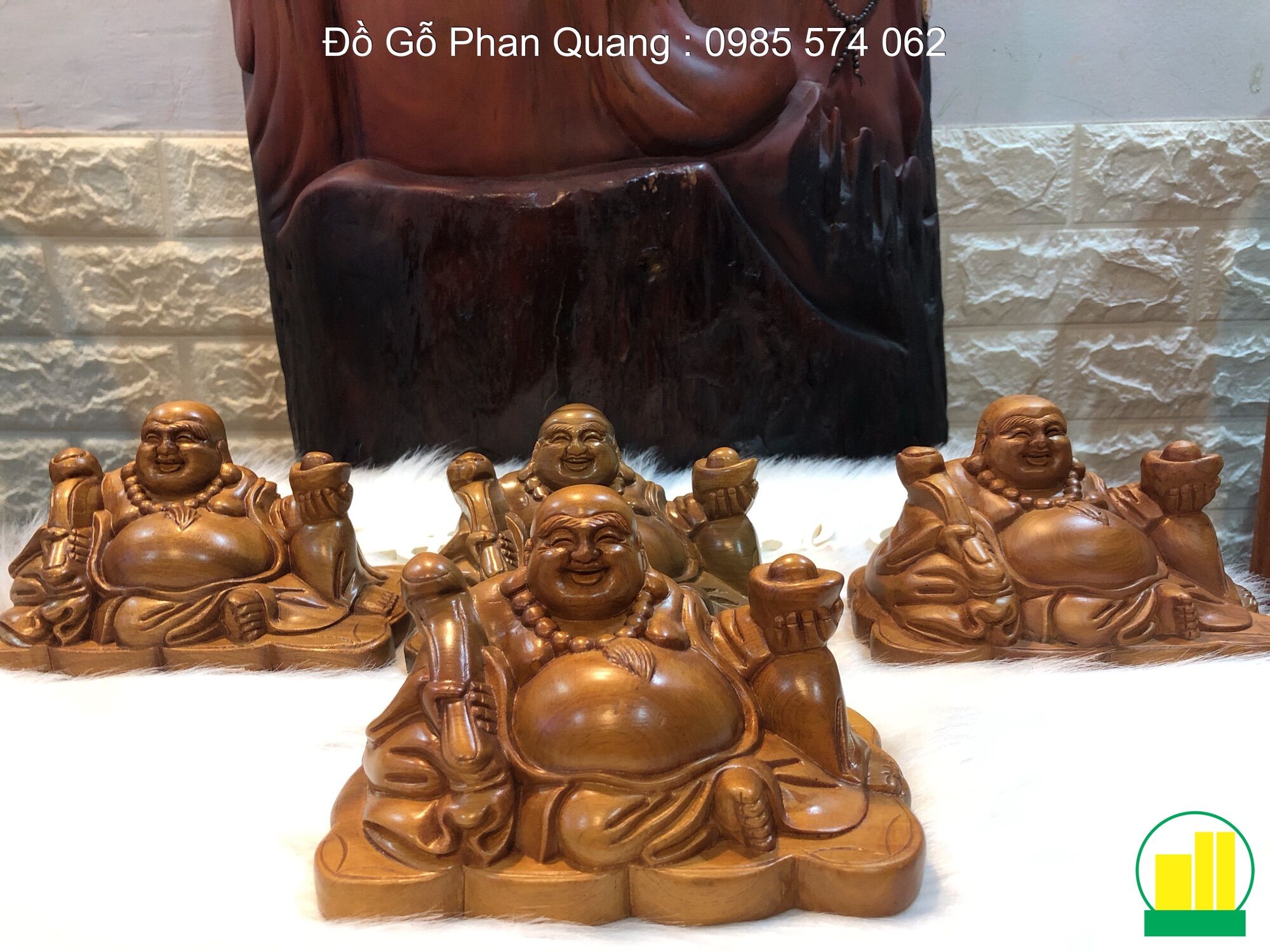 Tượng gỗ Phật Di Lặc Tài Lộc Như Ý để xe ô tô, xe hơi, để bàn làm việc, kệ trang trí