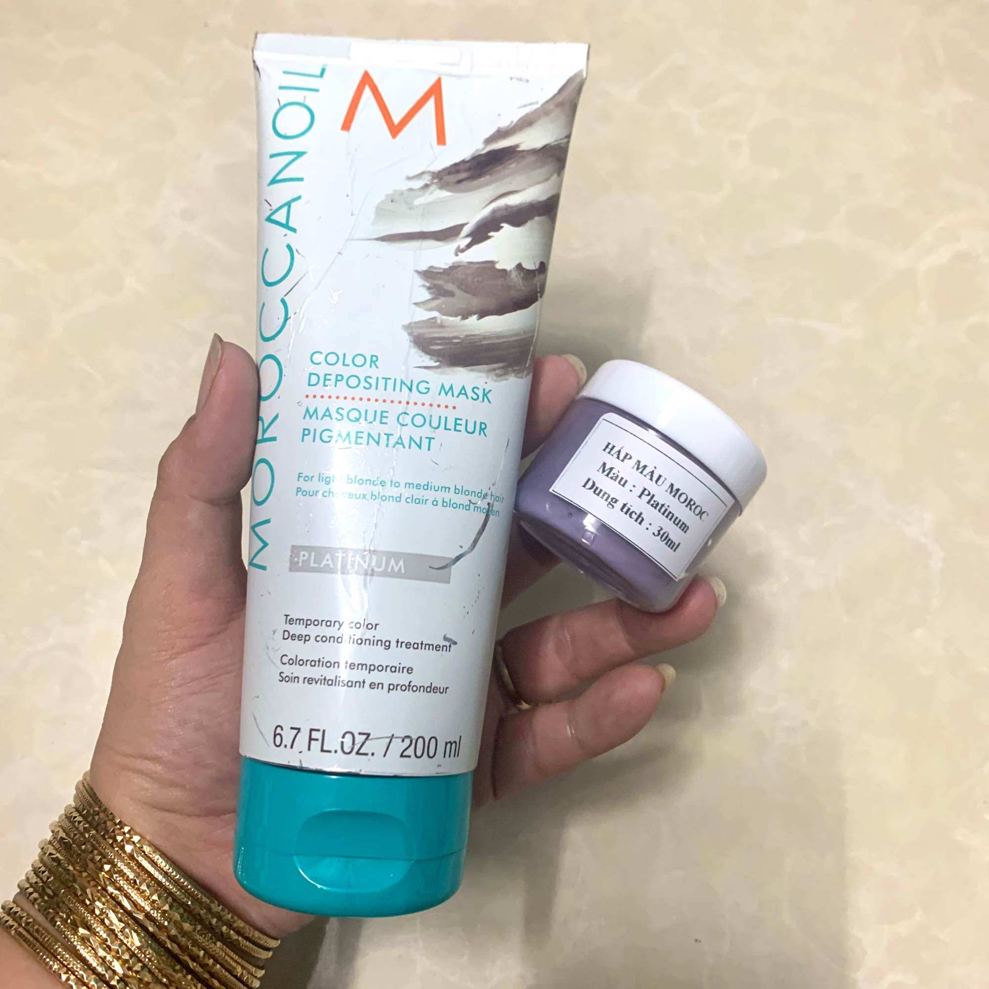 Mặt Nạ Dưỡng Bổ Sung Hạt Màu Moroccanoil Color Depositing Mask 30ml ( màu platium) hũ nhựa chiết 30ml