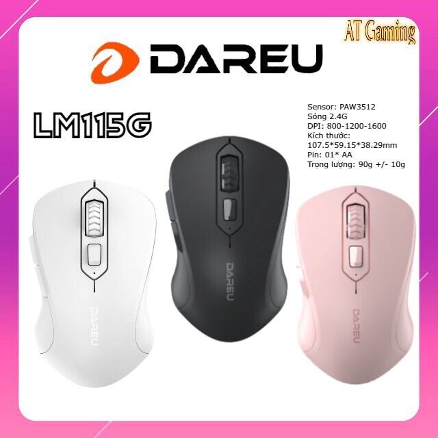 Bảng giá Chuột không dây Dareu LM115G - Black / Pink / White Phong Vũ