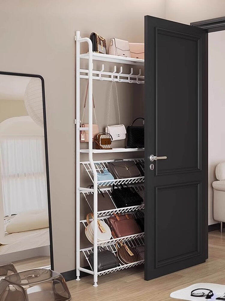 Multi-Layer Iron Storage Rack for Bedroom Door Back Space Saving Floor Standing Bag Hat Shoe Organizer Iron Material No Drilling Giá 757,000 Đồng*Miễn phí vận chuyển