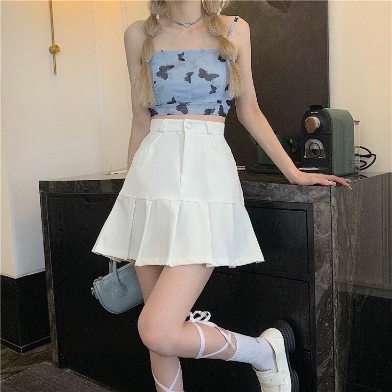 chân váy xếp khóa cúc khóa giữa 309