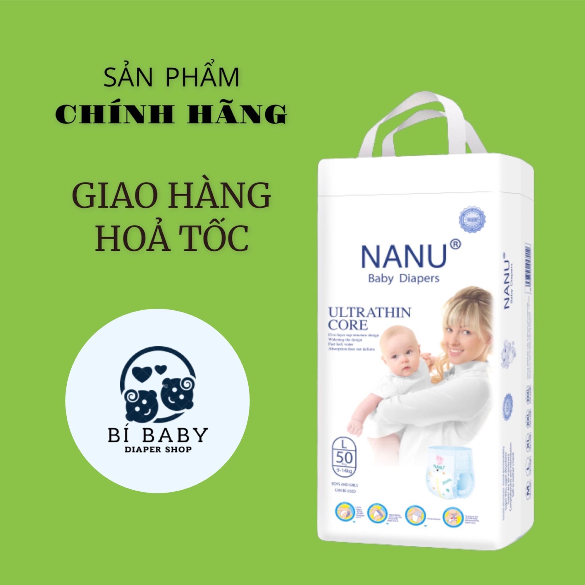 [50 MIẾNG] TÃ BỈM QUẦN NANU M/L/XL/XXL/XXXL
