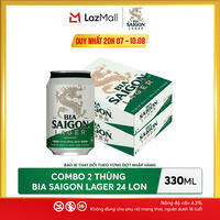 Nồng Độ Cồn 4.3% - Combo 2 Thùng 24 Lon Bia Saigon Lager 330ml