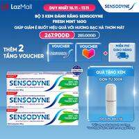 Bộ 3 Kem đánh răng SENSODYNE Fresh Mint 160g giúp giảm ê buốt hiệu quả với hương bạc hà thơm mát