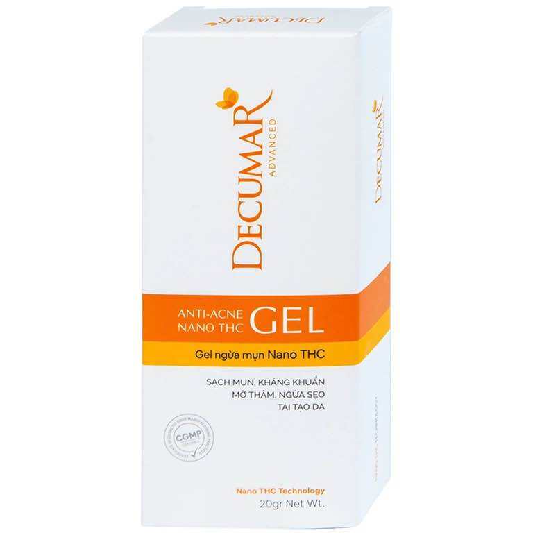Gel chấm mụn, mờ thâm sẹo Decumar Nghệ Nano THC 20gr phiên bản nâng cấp (Hộp trắng). 