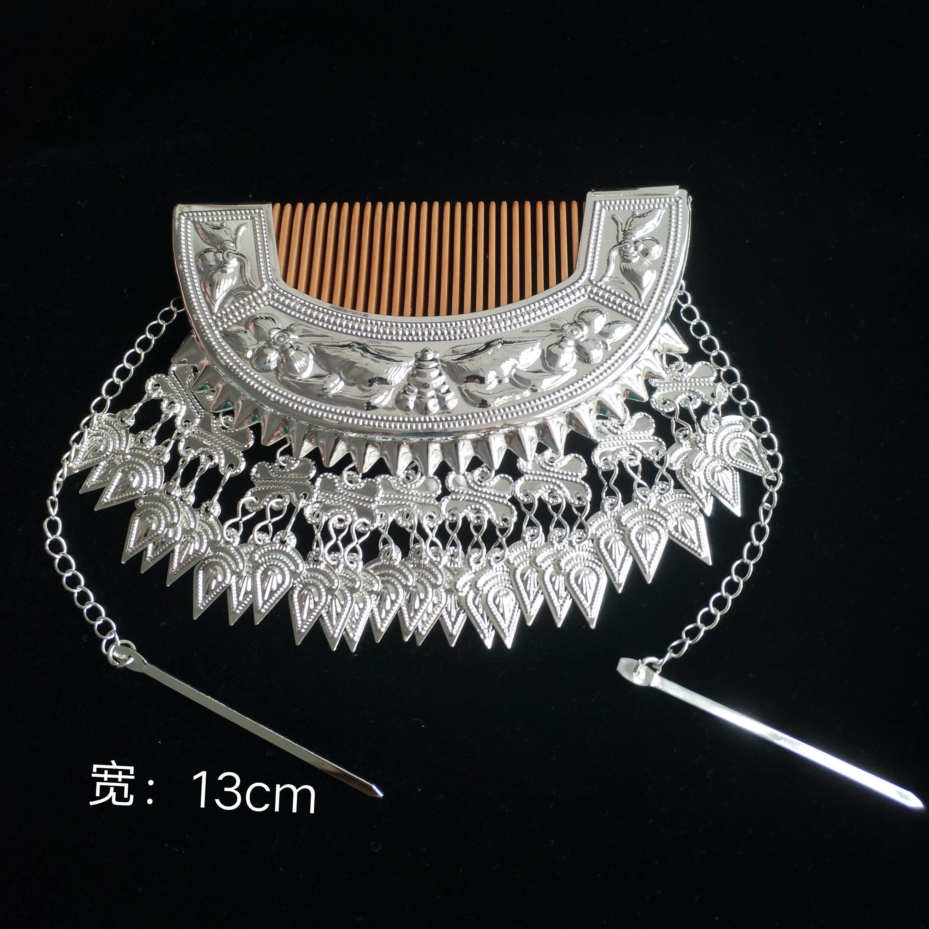 Lược Dân Tộc Miêu Cổ Điển Phong Cách Dân Tộc Mẫu Mới Trâm Cài Tóc Bờm Tóc Dân Tộc Thiểu Số Phụ Kiện Tóc Lược Phụ Kiện Tóc Biểu Diễn Dân Tộc Động Trang Sức Bạc