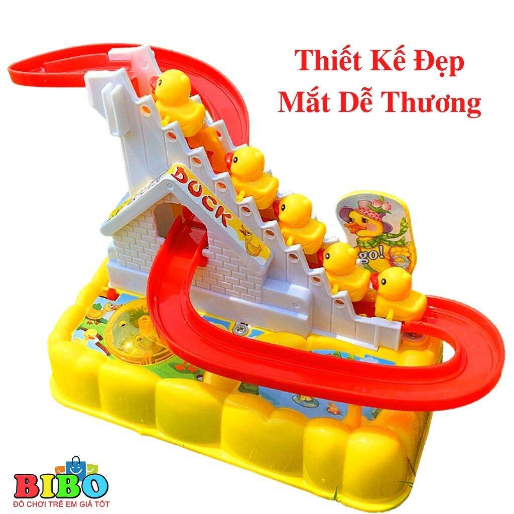 Cầu trượt vịt vàng leo thang, đồ chơi có nhạc cho bé