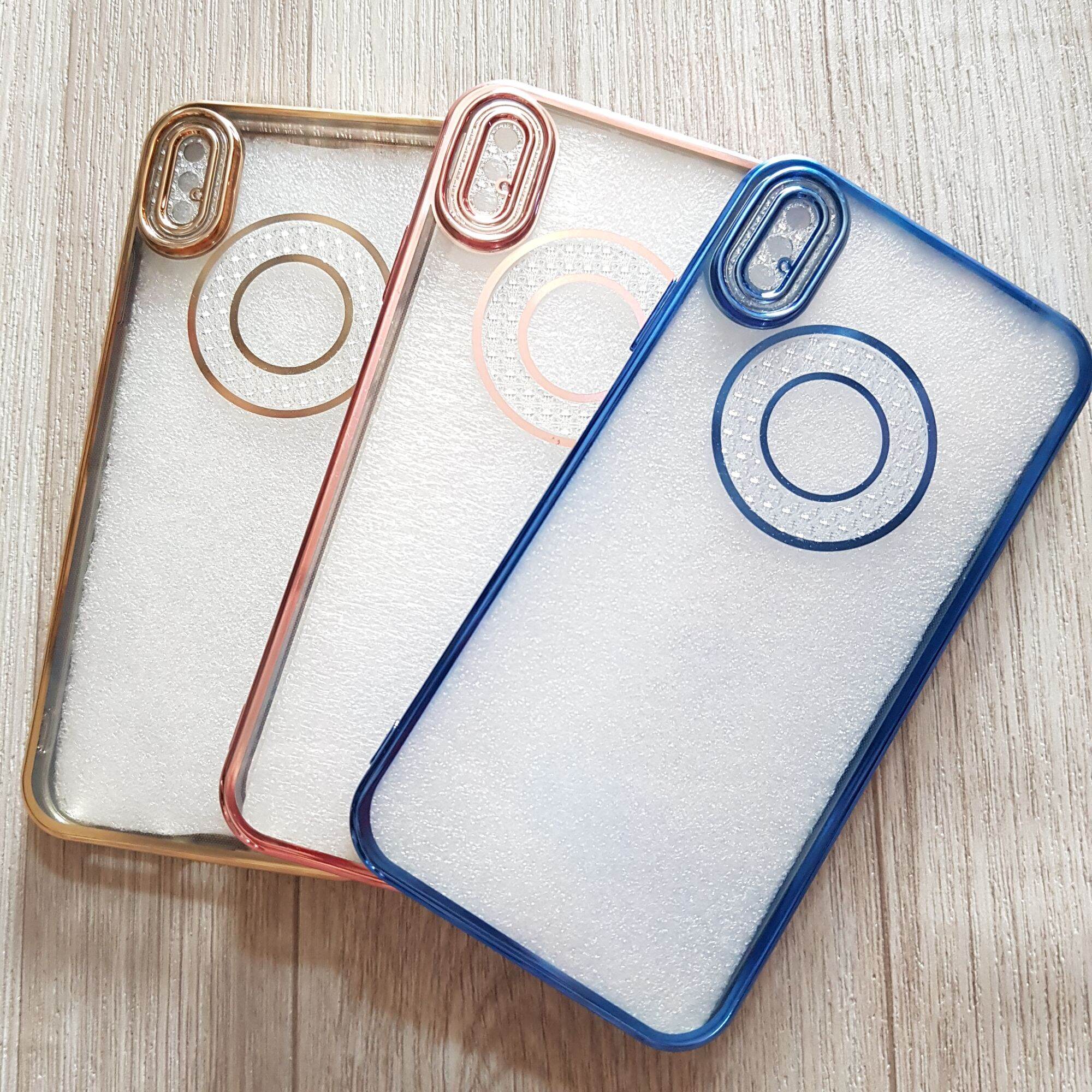 Xs Max Ốp lưng viền si nhiều màu lưng hở táo kim tuyến siêu đẹp