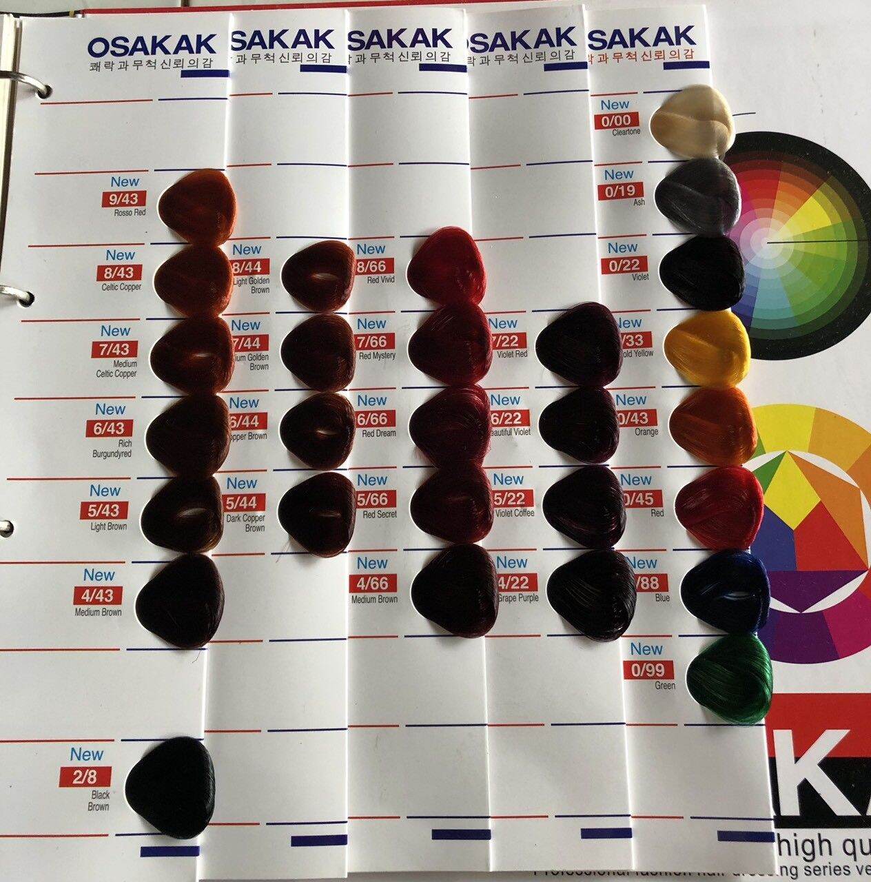 Bảng màu nhuộm tóc Osakak
