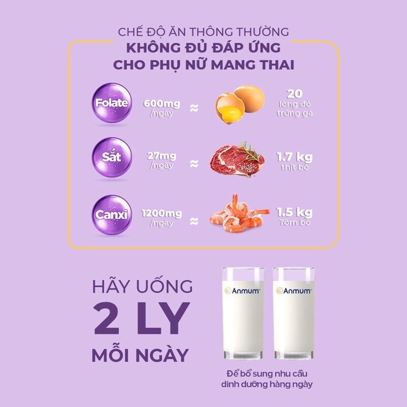 Sữa bột Anmum không thêm đường 800g