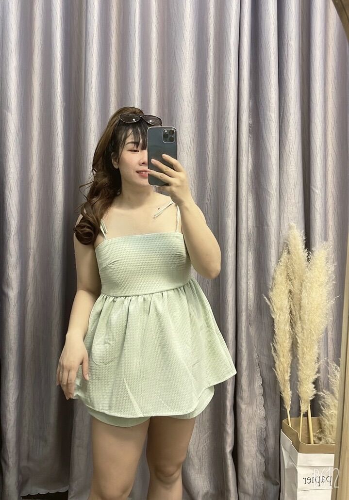 Set áo dây mix quần short