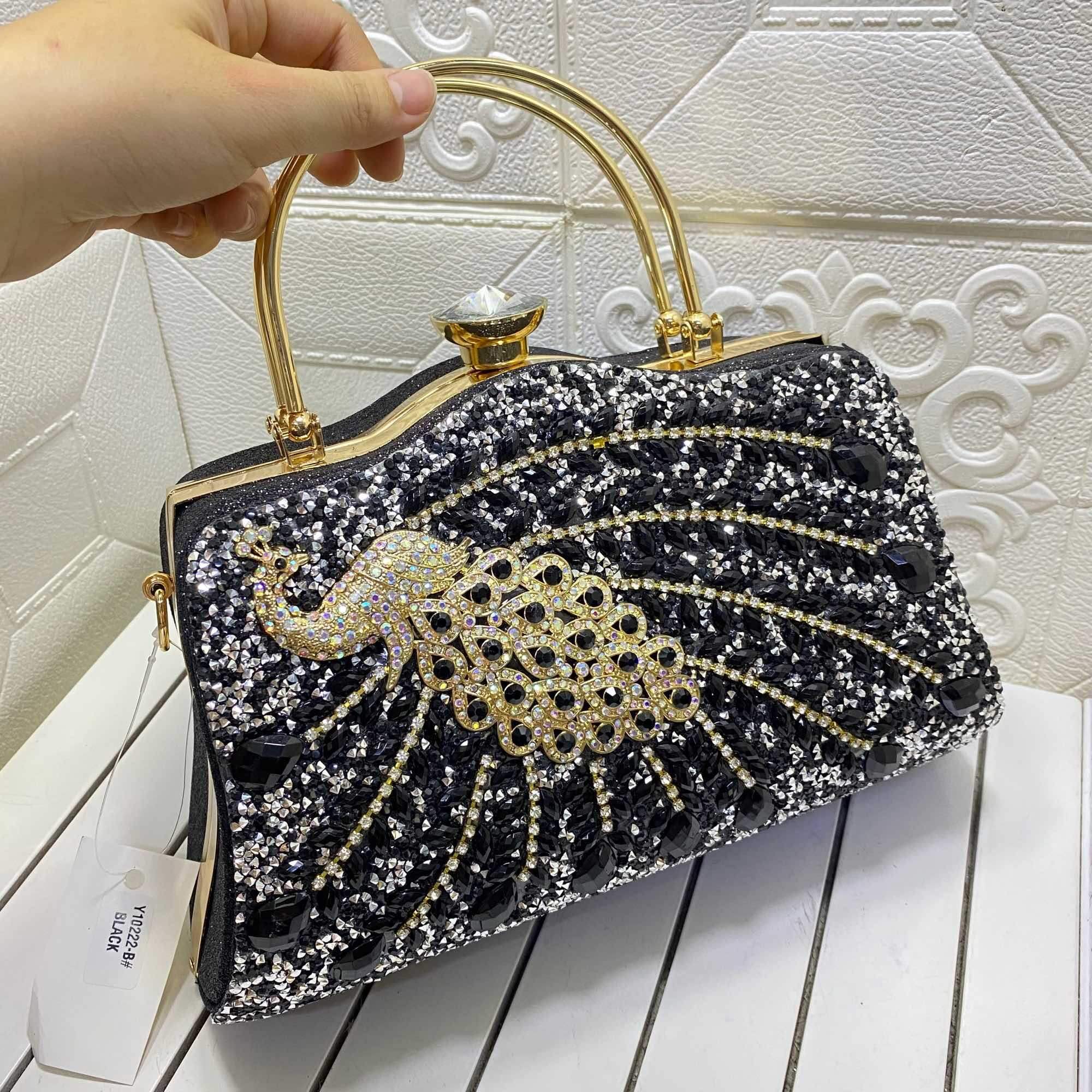 Túi đính đá đi tiệc, Túi xách dự tiệc sang chảnh, Tui xách đi tiệc có quai xách tay tiện sử dụng TX93