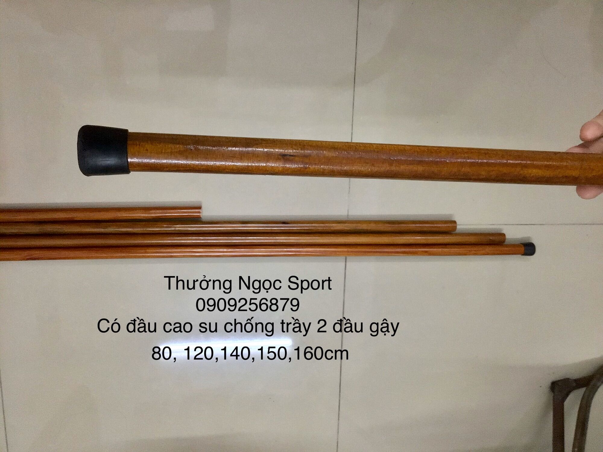 GẬY TẬP YOGA, AEROBIC, DƯỠNG SINH 120CM HAI ĐẦU GẬY CÓ CAO SU CHỐNG TRẦY