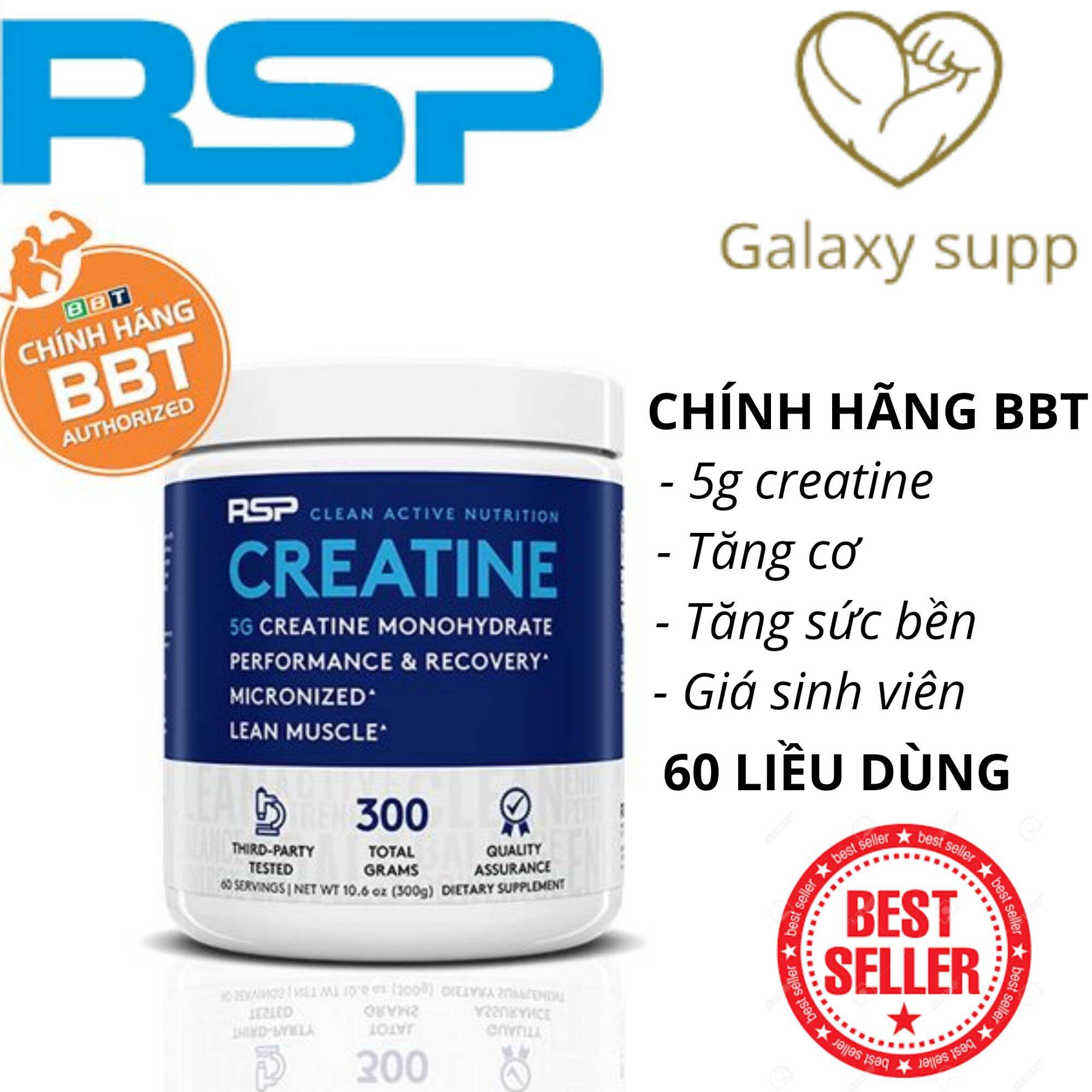 Creatine Rsp Monohydratr Tăng Cơ Tăng Sức Mạnh 60 Serving