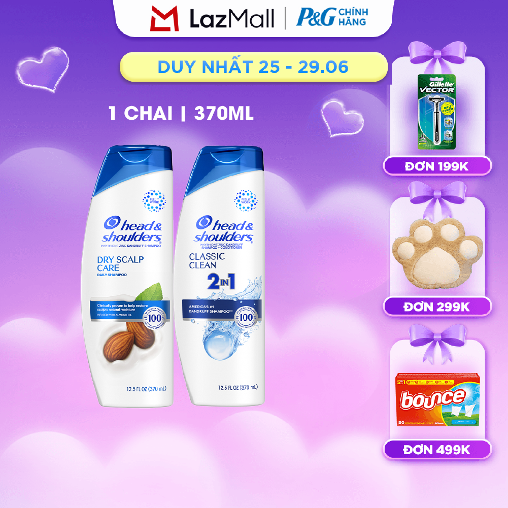 Dầu Gội HEAD  SHOULDERS Nhập Khẩu Mỹ Sạch Gàu Hương Dry Scalp Care/ Classic Clean Chai 370ML