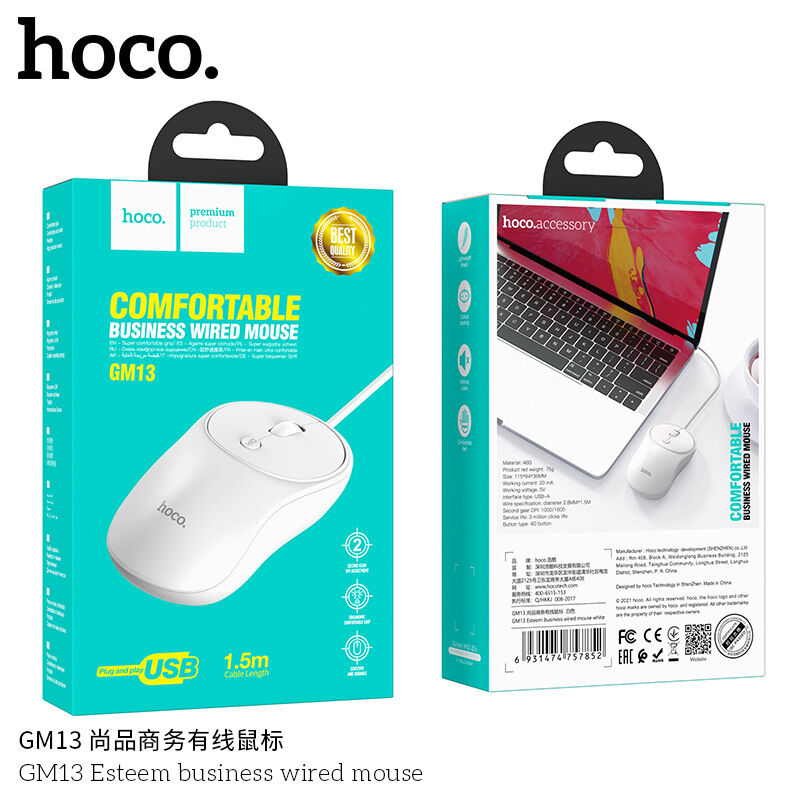 hoco gm13 Chuột máy tính có dây Business wired Mouse