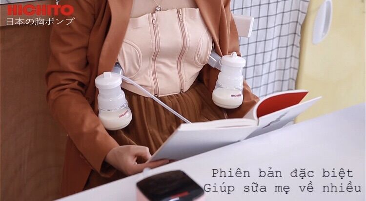 Máy hút sữa điện đôi HICHITO NHẬT BẢN (có pin sạc có chế độ massage,9 mức hút sâu hút êm kiệt sữa)