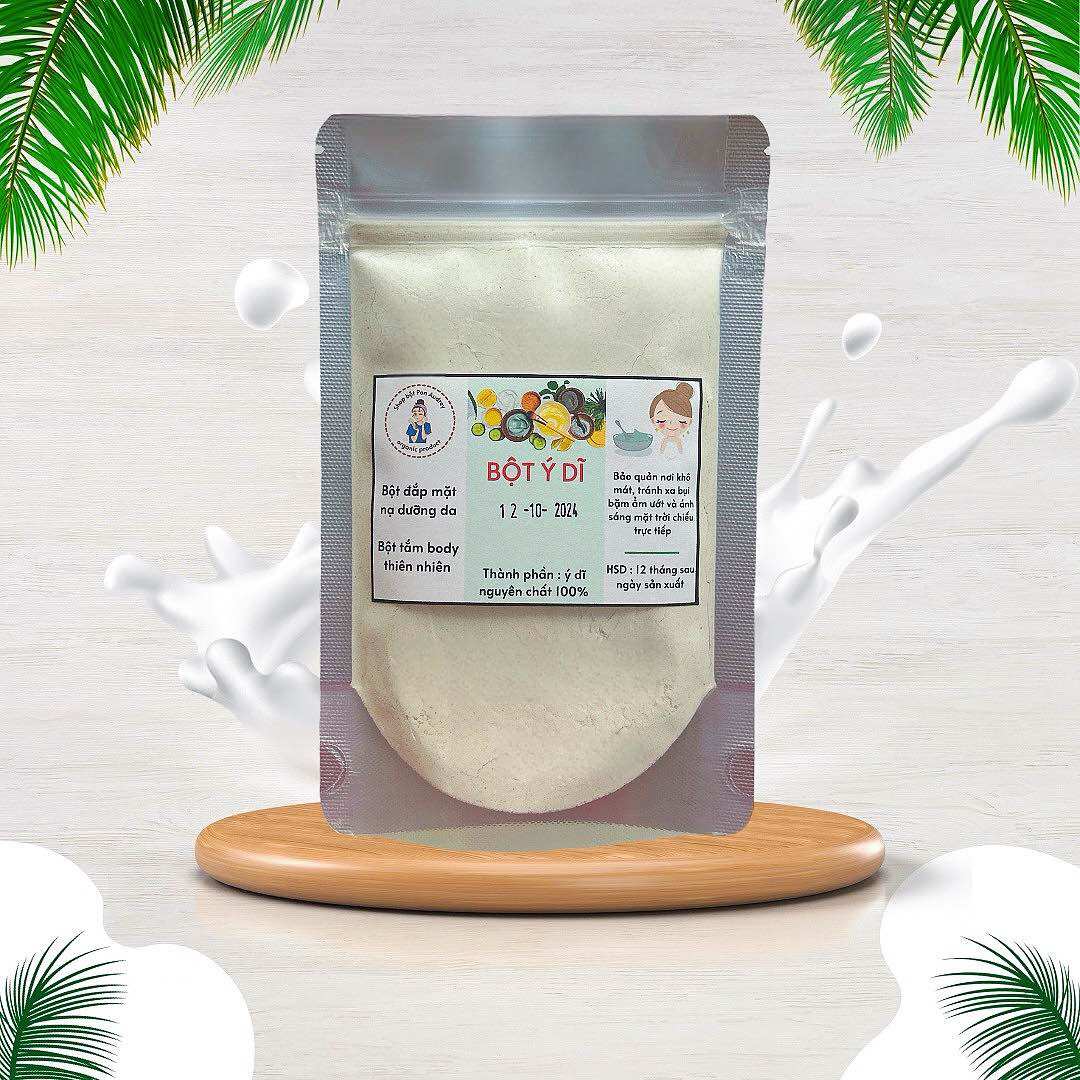 Bột ý dĩ nguyên chất ủ trắng da mờ thâm giảm mụn chống lão hóa tẩy da chết
