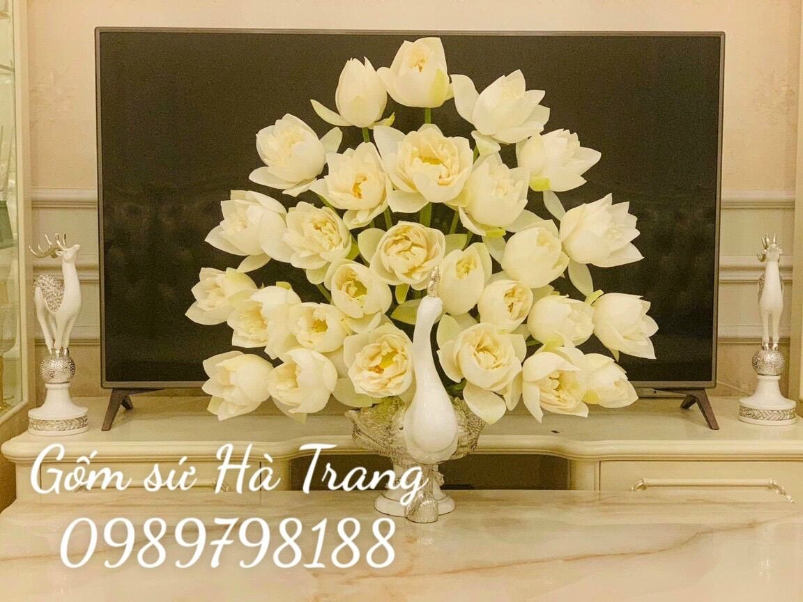 Chim công trang trí decor bày hoa quả cắm hoa