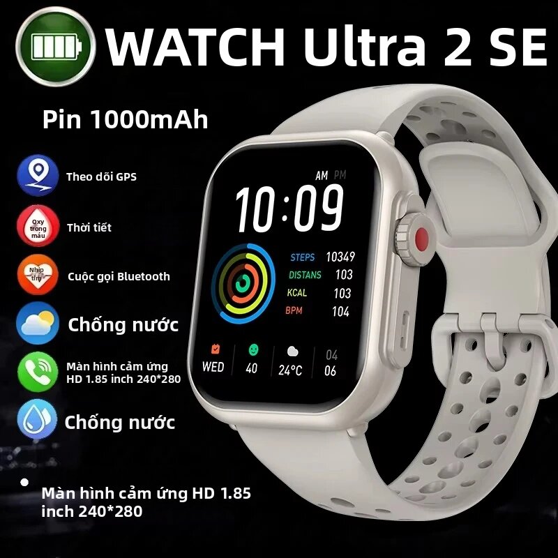 Đồng Hồ Thông Minh IOS Watch Ultra 2 SE Dành Cho Nam & Nữ, Pin 1000mAh, GPS, Bluetooth, Gọi Điện, Thể Thao, Chống Nước, Màn Hình AMOLED, Thiết Bị Theo Dõi Sức Khỏe