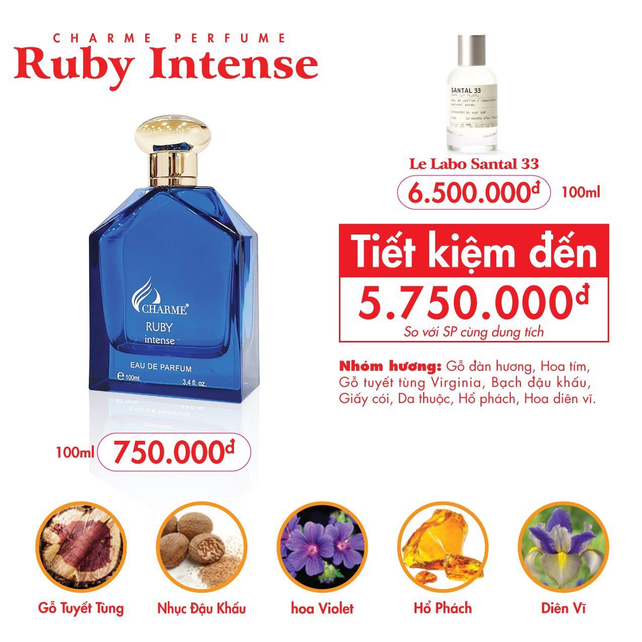 Nước hoa Ruby_intense - Sexy men - Brave - Desire 100ml