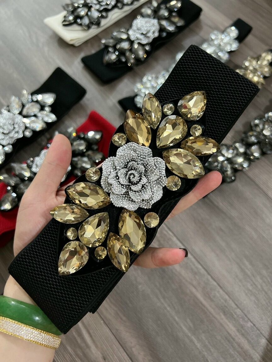 đai váy nịt đầm belt đính đá bản to nhỏ