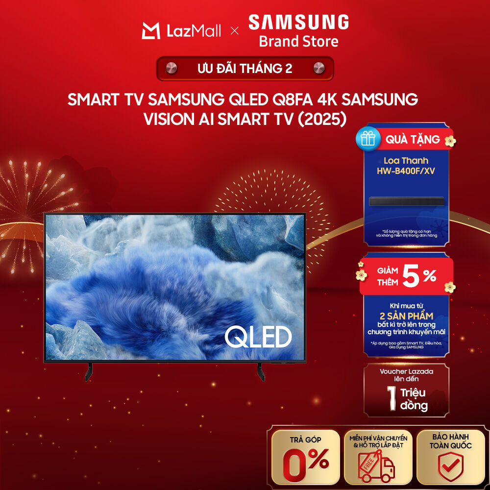 [Freeship & Installation Support] Smart Tv Samsung Qled Q8Fa 4K Samsung Vision Ai Smart Tv (2025) Giá 14,906,000 Đồng*Miễn phí vận chuyển