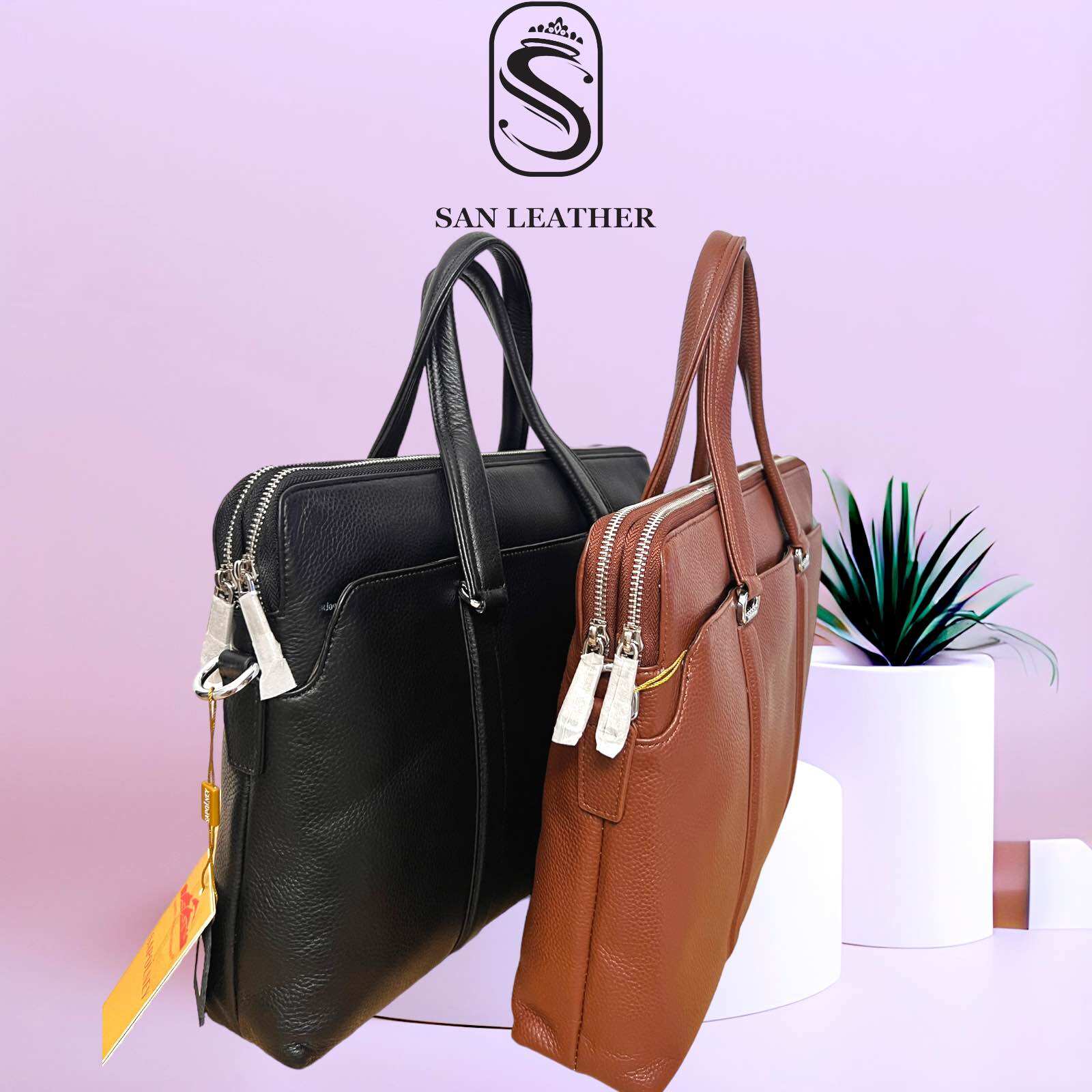 Cặp Da Bò Sapolney S3330.Túi Xách Da Thật Công Sở.