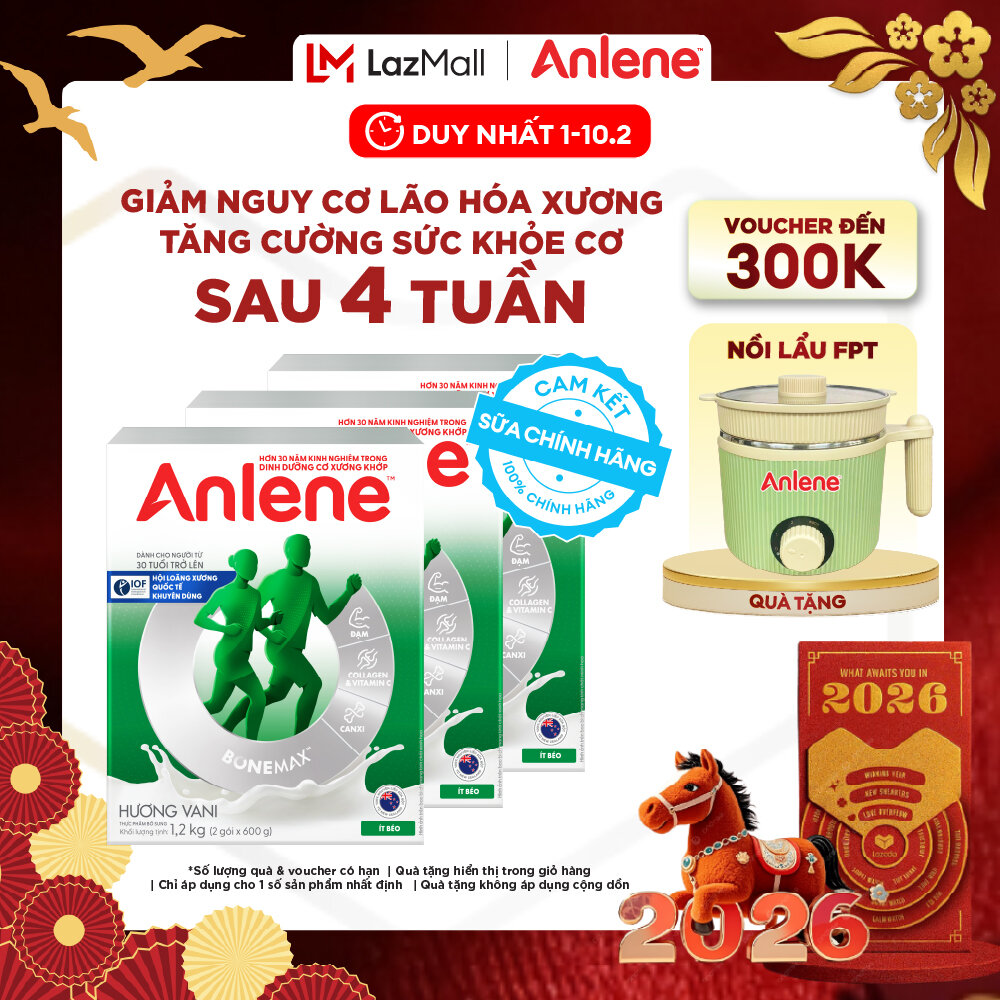[Voucher giảm đến 26%]Combo 3 Sữa Bột Anlene Hương Vani 1.2Kg
