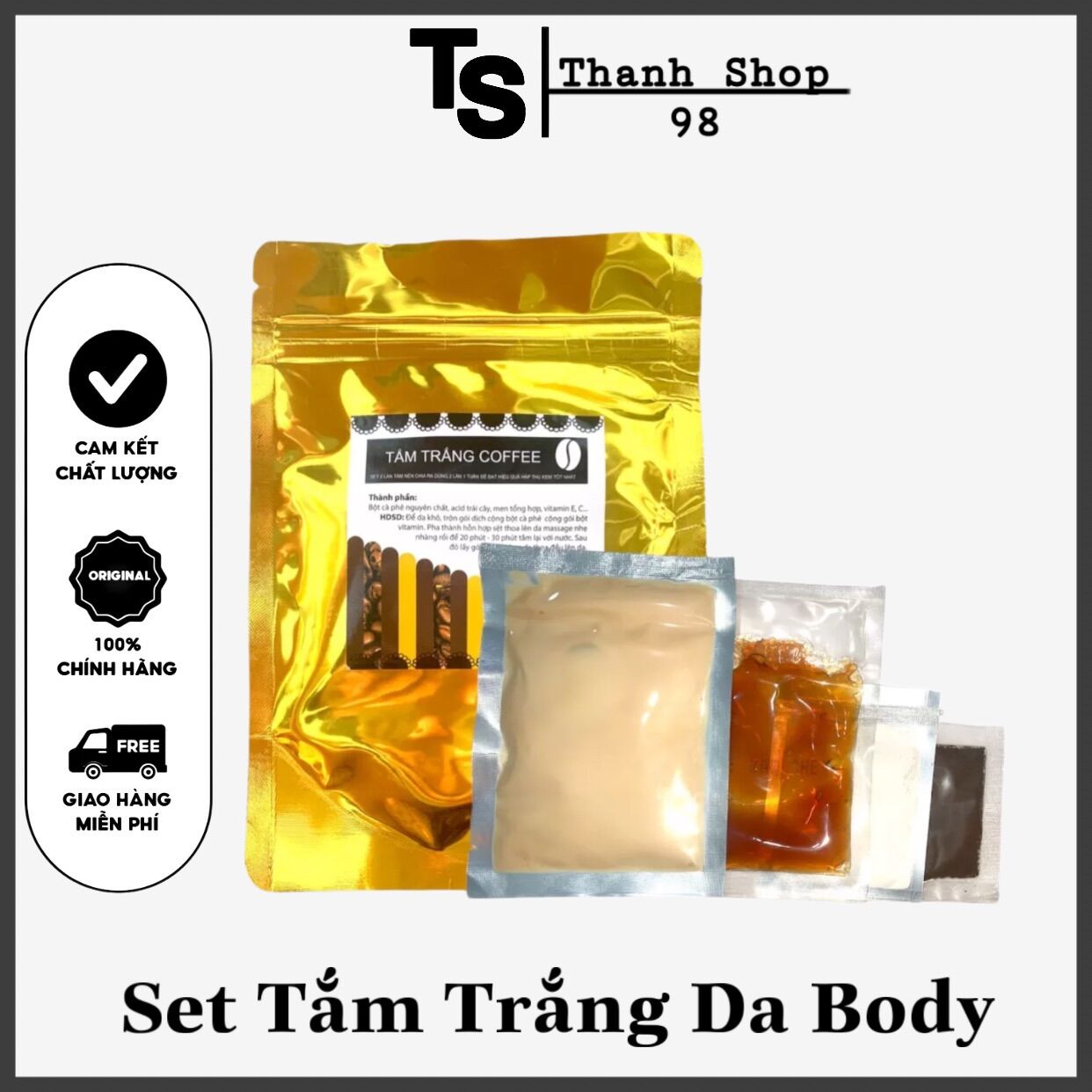 Sét Tắm Trắng Cafe Cho Body Siêu Trắng Nâng Tone Dùng Là Trắng